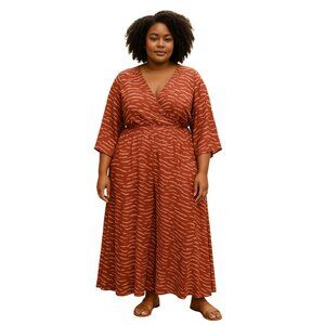 City Chic Rust Printed Wrap Maxi Dress
